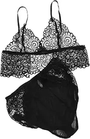 [DEARMAMY] 1 Set Mesh Transparent Jumpsuit Set (L) Pendant Cotton Suits Small Globe Display Handheld Decoration Lady Decorate Women Transparent Suit Jewelry Polyester Black