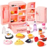 17 Pieces Dollhouse Refrigerator Mini Fridge Toy with Mini Food Set Dollhouse...