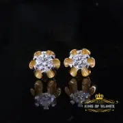 1.00ct Yellow Round Shape Silver Buttercup Stud Earrings Women's Cubic Zirconia