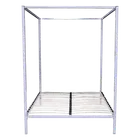 Palermo 4-Poster Queen Bed Frame – Sturdy Cream Modern Canopy Bed for Bedroom