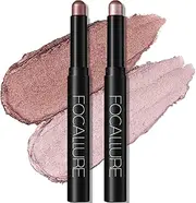 [FOCALLURE] 2 Pcs Shimmer Cream Eyeshadow Stick,Brightener Eyeshadow Pencil Crayon,Highlighter Eye Shadow Stick Sets with Crease-proof Formula,Long Lasting Waterproof Eye Shadow Make Up,Silky Peach