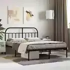 NNEVL Metal Bed Frame with Headboard Black 137x187 cm Double