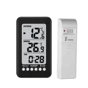 LCD ℃/℉ Digital Wireless Indoor/Outdoor Thermometer Clock Temperature Meter w...