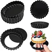 Nonstick Mini Tart Pan 4 Inch (12PCS), Mini Tart Tins with Removable Bottom, Easy to Release, Round Tart Pans Set for Baking Cakes, Egg tarts, Fruit Pies