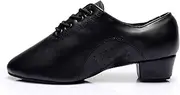 [HROYL] Little Boy/Big Kids/Men Dance Shoes Leather lace-up Ballroom Shoes for Latin Tango Salsa Dance Performence Shoes Z-238 White