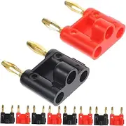 LOORGVEL 10Pcs Plated Banana Audio Plug Connector for Receivers Durable Dual Banana Plug Clips for Speakers Impact Resistant and Secure Connection for Concerts and Meetings