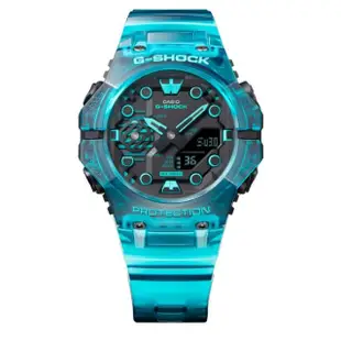 【CASIO 卡西歐】G-SHOCK 藍牙連線 碳纖維核心防護雙顯手錶-土耳其藍 GA-B001G-2A