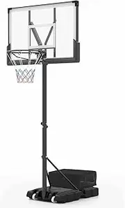 Costway Portable Basketball Hoop, Outdoor Basketball Goal System, 1.25-3.05M Adjustable for Kids/Teens/Adults with Impact Resistant Backboard & Fillable Base for Poolside, Yard, Indoors