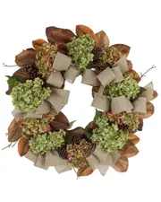Creative Displays 27in Rustic Fall Wreath with Hydrangeas, Pinecones & Bows