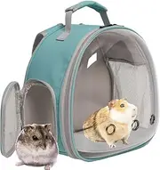 Guinea Pig Backpack Carrier, Space Capsule Clear Bubble Window Small Animal Travel Backpack for Hedgehog Rat Parrot Bird Bearded Dragon, Airline Approved (Green, Backpack)
