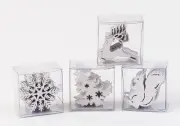 Christmas Holiday Lasercut Wood 2" Confetti, 4 Asst Styles, White Color