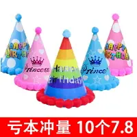 在飛比找樂天市場購物網優惠-寶寶生日蛋糕帽子兒童成人生日帽皇冠帽卡通毛球帽周歲派對裝飾品