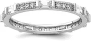 [JewelryWeb] 925 Sterling Silver Rhodium Plated Micro Pave and Baguette CZ Simulated Diamond Eternity Band Size 8-Eternity Ring for Women and Men