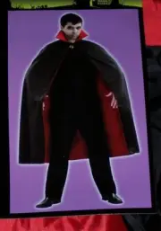 Vampire Cape,54 inch w/ collar,Men's 1 sz,teens,NWT,Black cape,Halloween,Dracula