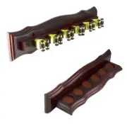 Mahogany Pool Snooker Billiard Table Cue Wall Rack (Brass Cue Clips)