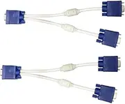 Yardenfun 2PCS Vga Splitter Male to Dual Female Video Adapter Cable for Display Device Stable Transmission Coated Compatible with Various Displays