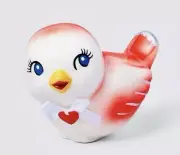 Adorable Coral Pink And White Vintage Inspired Springtime Bird Figurine