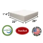 FoamRush 22" x 28" High Density Upholstery Foam Seat Cushion Medium Firm USA