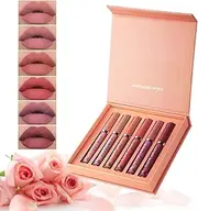 6Pcs Matte Liquid Lipstick Set Lip Stain Makeup,Everlasting Liquid Lipstick Matte Moisturizing Lip Gloss Kit,Waterproof Long Lasting Moisturize