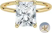 [VISDIV] 3CT 925 Sterling Silver Engagement Rings Radiant Cut AAAAA Cubic Zirconia CZ Wedding Promise Bands For Women Solitaire Simulated Diamond Silver/Gold Size 5-10