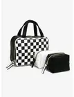 Black & White Checkered Makeup Bag Set