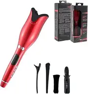 Automatic Hair curler Curling Iron with Tourmaline Ceramic Heater and LED Digital Mini Portable Curler Air Curling Wand Redwithbox