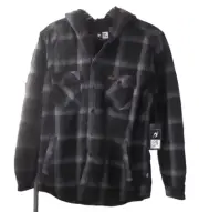 RIP CURL UNISEX YOUTH COTTON FLANNEL HOODED SHIRT JACKET SHERPA LINED XL NWT