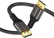 8K DisplayPort Cable 1.4, CableCreation 10FT DP Cable Ultra High Speed Cord (8K@60Hz, 4K@144Hz, HDR), Nylon Braided Display Port Cable Compatible for TV, PC, Laptop, Gaming Monitor and More