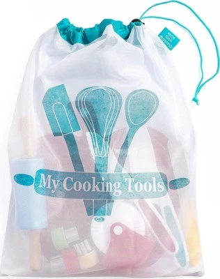 Cooking With Kids - Turquoise Nylon Mesh Storage Bag - Kids' Cooking And Baking