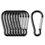 8PCS D Shape Black Aluminum Carabiner Clip Snap Hook Small Camping