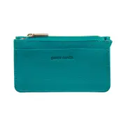 Pierre Cardin Genuine Leather Coin Purse with Keyring Wallet - Turquoise