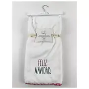 Rae Dunn Soft Plush Baby Blanket White “Feliz Navidad” Red Stitches 30x40 Cozy