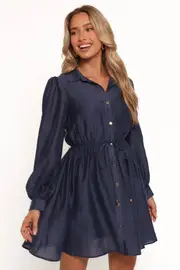 [PUP44] Everett Long Sleeve Mini Dress - Navy 8 navy