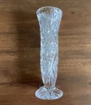 Vintage Bohemia Czech Republic Hand Cut Crystal Bud 7” Vase Beautiful!