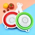 Silicone Folding Drainer Basket Collapsible Fruit Foldable Colander Household