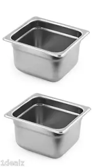 1/6 Size Standard Anti-Jam Stainless Steel Steam Table / Hotel Pan - 4" (2) Pack
