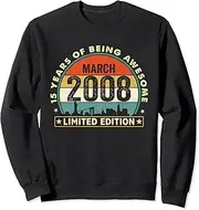 [X.Style] March 2008 Vintage 15 Years Old Retro 15th Birthday Sweatshirt ds1267 Sweater (S) Black