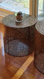 COFFEE SIDE TABLE ACCENT antique gold INDOOR OUTDOOR NEW