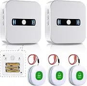 Caregiver Pagers Wireless Call Button Call Alarm Bell for Elderly Patient Personal Nurse Seniors and Disabilities in Home Alert System (2 Receiver+3buttons(Green))