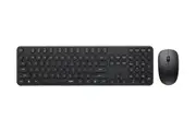 RAPOO Wireless Optical Mouse & Keyboard Black - 2.4G Connection, 10M Range, Spill-Resistant, Retro Style Round Key Cap, 1000DPI - Black