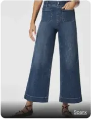 Spanx Spanxshape EveryWear Cropped Wide Leg Jeans with Patch Pockets Sz 1X A36