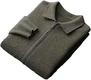 [Dninmim] Men's Sweater Thick Warm Zipper Cardigan Wool Knitwear Polo Collar Top Business Casual Coat
