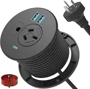 Power Grommet with 80mm Hole Saw | Durable Steel Construction Recessed Power Board with 1 AC Outlet & PD20W USB 1A+2C Ports | AS/NZS Standards Compliant Socket for Home Office & Gaming Setup