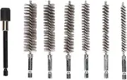 7 Pcs Stainless Steel Bore Brush,Power Drill Brushes Set with Spacer Sleeve/Shaft Extender, Fine Wire Bristle, Automotive, Fabrication