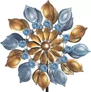 Wind Spinner Large Metal Swivel Flower Leaves Outdoor Garden Kinetic Decoration