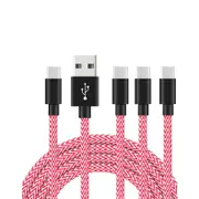 Catzon 1M 2M 3M 4Packs USB Type C Cable Nylon Braided W Phone Cable Fast Charger Cable USB Cord -Pink White