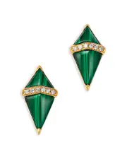 Bloomingdale's Fine Collection Malachite & Diamond Kite Stud Earrings in 14K Yellow Gold