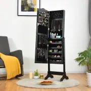 CostwayFull-length Lockable Jewelry Storage Armoire with 4 Tilting Angles-Black