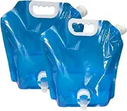 PIVHWIR 2 PCS Collapsible Water Container with Spigot, BPA Free 5L Camping Water Storage Carrier Jug, Collapsible Water Cube for Outdoors Hiking Camping Riding