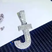 Men's Letter J Pendant Custom 3.00 Ct Natural Moissanite 925 Sterling Silver